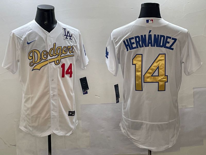 Men Los Angeles Dodgers #14 Hernandez White Elite 2025 Nike MLB Jersey style 6->los angeles dodgers->MLB Jersey